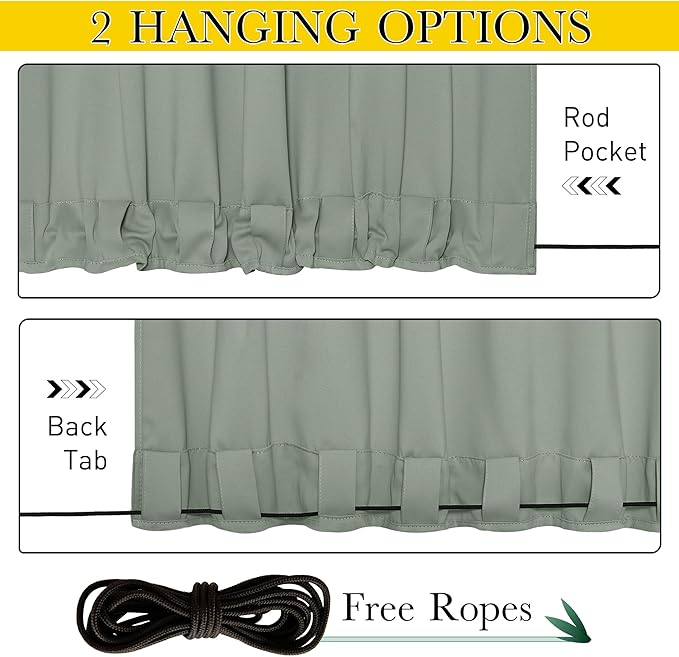 NICETOWN 2 Panels Weighted Outdoor Curtains - Image 2