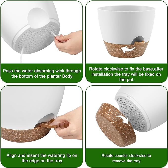 Plant Pots 10/9/8/7.5/7 Inch Self Watering Pots, Plastic Flower Pots, Nursery - Image 2