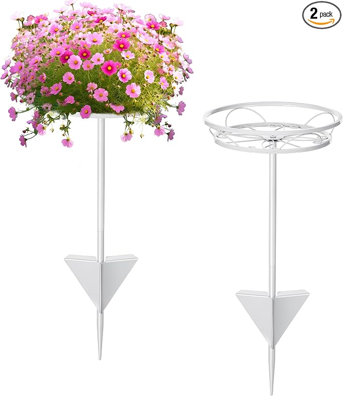 Tellingyou 2 Pack Adjustable Outdoor Flower Pot Stand, Metal Outdoor Plant by Tellingyou