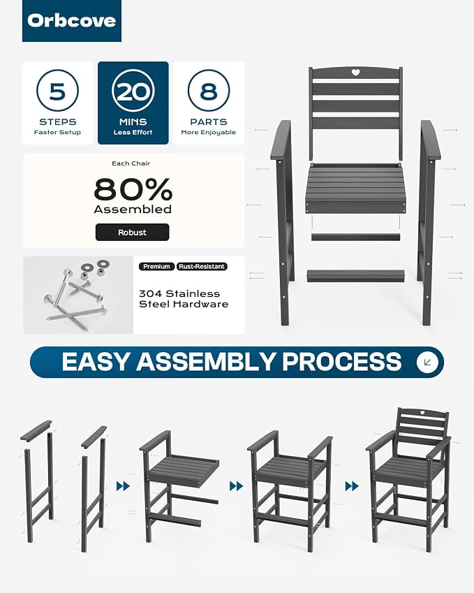 3-Piece HDPE Outdoor Bar, Outdoor Bar Stools and Outdoor Bar Table - Image 5
