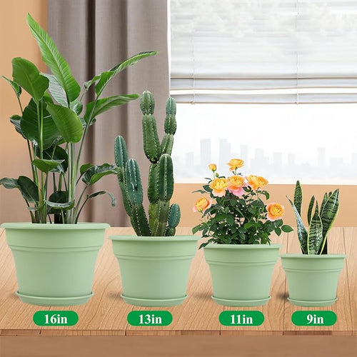 16 inch Plastic-Flower-Pot-for-Indoor-Plants, 4 Pack Large Outdoor Planter Pot - Image 2