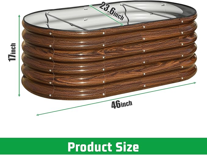 SnugNiture 3 Pcs 4x2x1.5ft Raised Garden Bed Outdoor, Oval Raised Garden Bed Kit - Image 2
