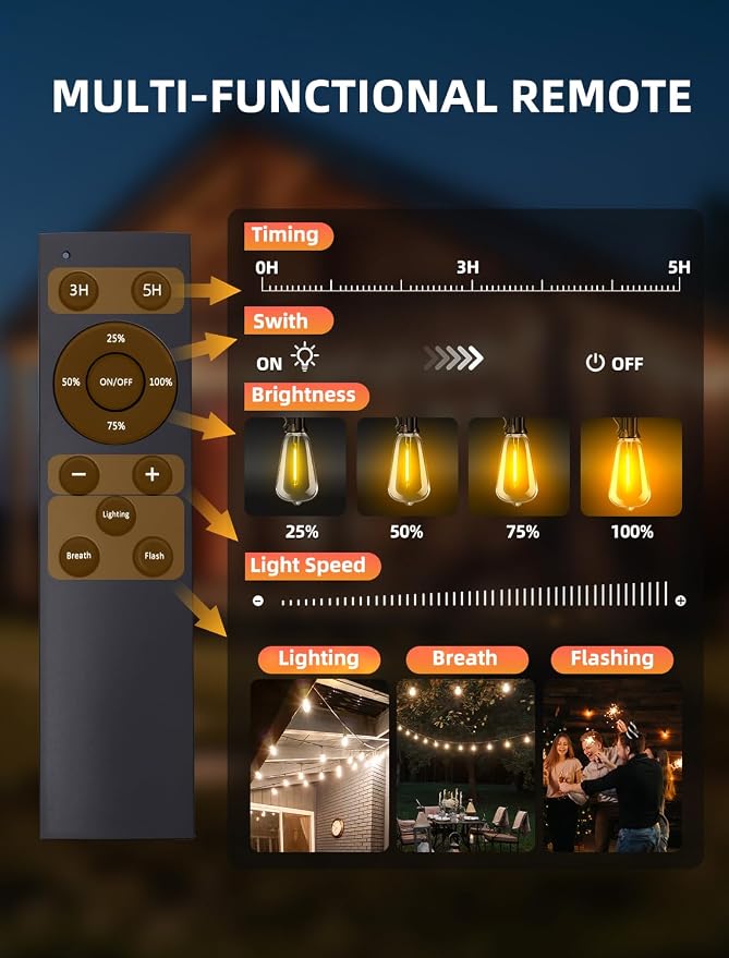 Outdoor Patio String Lights: 150Ft 45M Outside Waterproof Light - Image 6