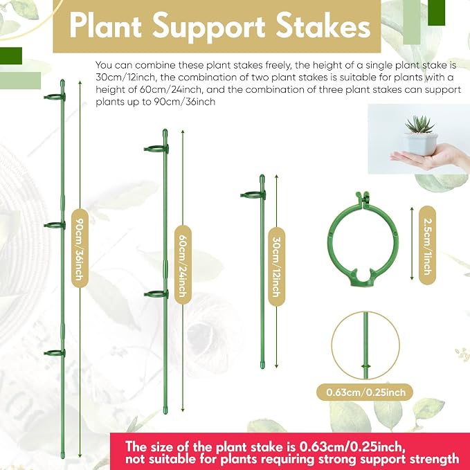 meekoo 12 Pcs Adjustable Garden Plant Support Stakes Single Stem Plant Cage - Image 2