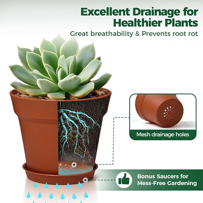 T4U Flower Pots 18-Pack, 5 Inch Plant Pot - Image 4