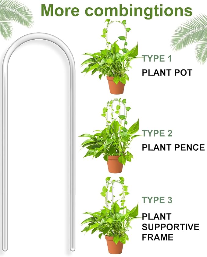 3 Pack Larger Acrylic U-Shaped Hoya Trellis, 16 Inch Indoor Climbing Plant - Image 3