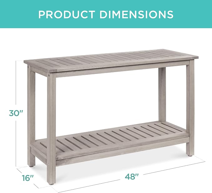 Best Choice Products 48in 2-Shelf Eucalyptus Wooden Console Table Indoor - Image 3