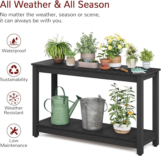 Stoog Outdoor Console Table, All-Weather 2-Tier Patio Console Table - Image 4