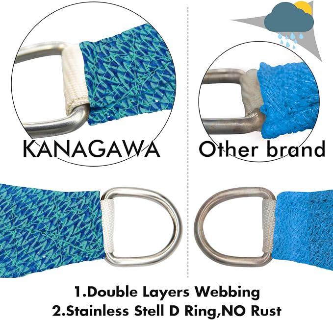 KANAGAWA 9'X14' Turquoise Mix Custom Size Sun Shade Sail Rectangle UV Block - Image 5