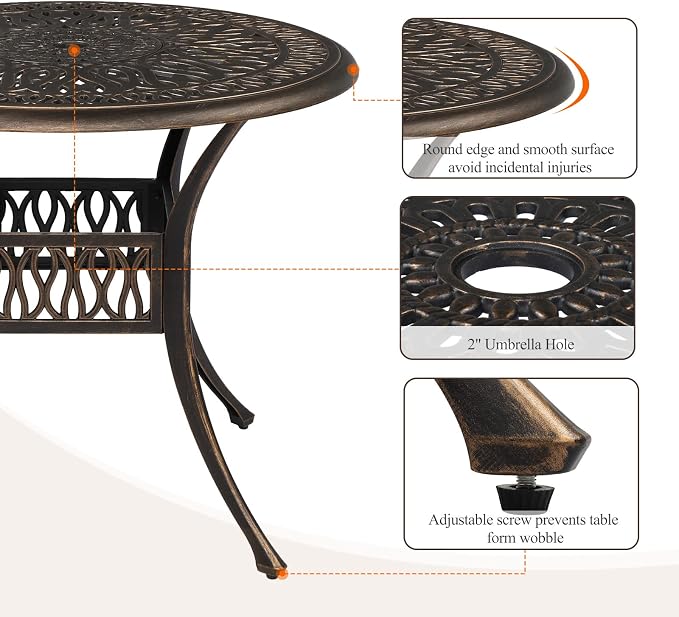 VINGLI 35.4' Dia Patio Dining Table - Image 6