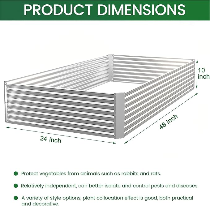 3 Pack Raised Beds for Gardening, Corrugated Galvanized Steel Raised Garden Bed - Image 2