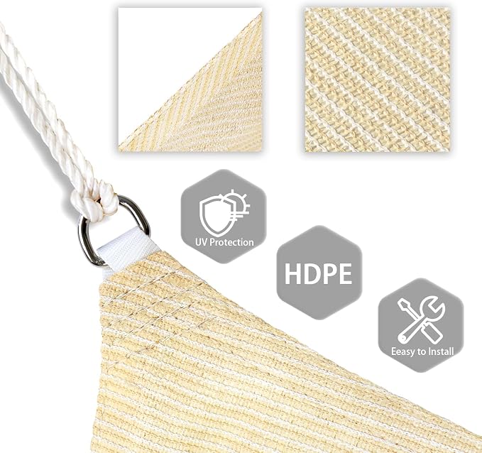 Patio Paradise 11' x 11' x 10'10" Sun Shade Sail Triangle Canopy, Permeable - Image 3