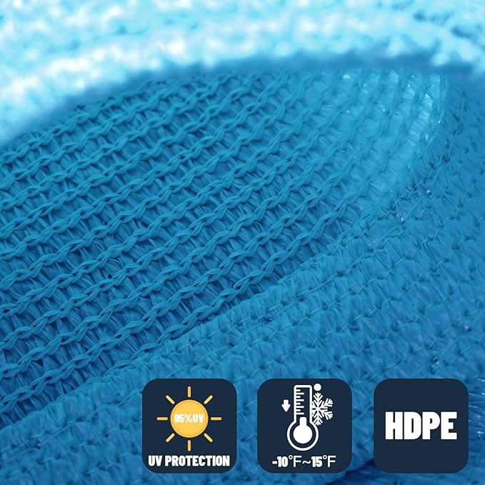 SUNNY GUARD Custom Size 12'x28' Rectangle Turquoise Blue UV Block Sunshade - Image 4