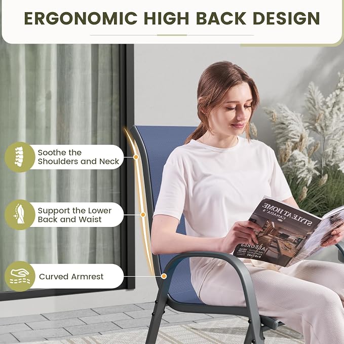 UDPATIO Patio Chairs Set of 4, Stackable Outdoor Dining Chairs - Image 4