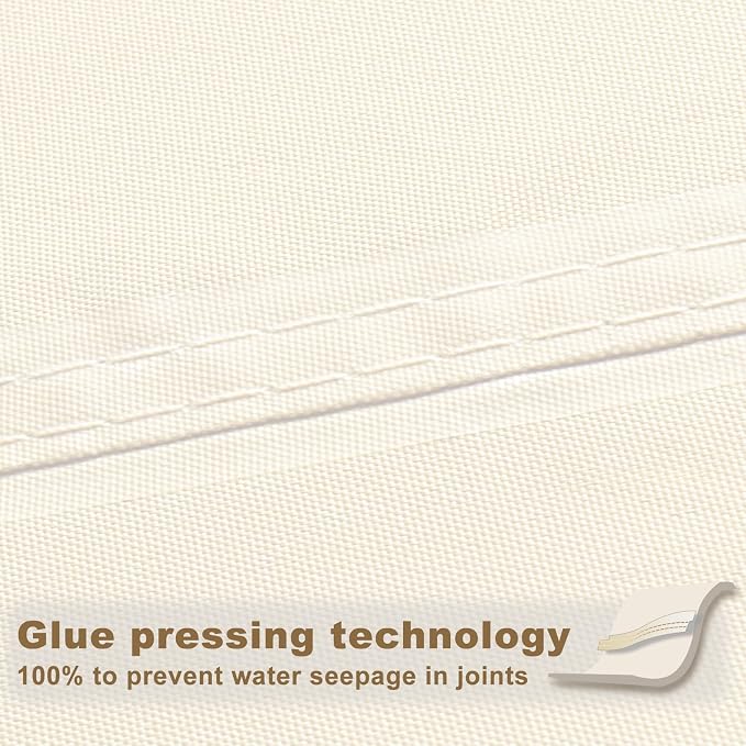 SUNNY GUARD Waterproof Sun Shade Sail 10'x10'x14.1' Cream Right Triangle UV - Image 4