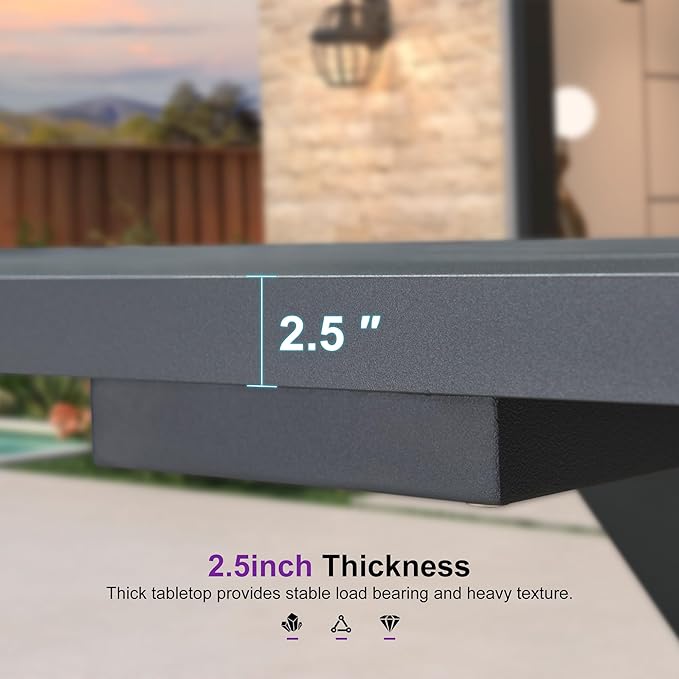 PURPLE LEAF Outdoor Dining Set for 8 All-Weather 9 Piece Patio Aluminium Dining - Image 7