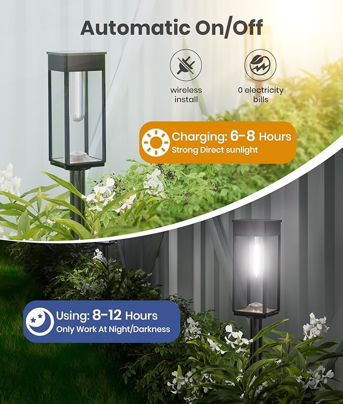 Solar Pathway Lights Outdoor, 2 Pack Bright Solar Lights Outdoor, IP65 - Image 7