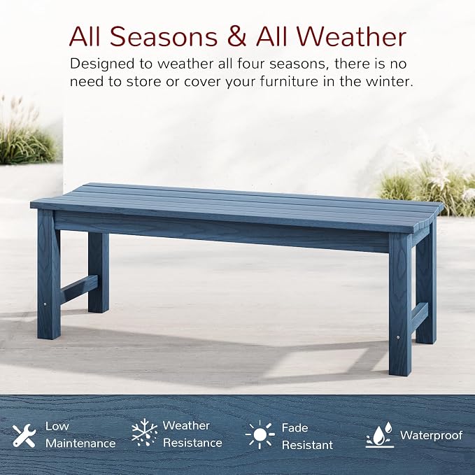 Stoog Outdoor Bench, 2-Person Patio Dining Bench, Waterproof Garden Bench - Image 4