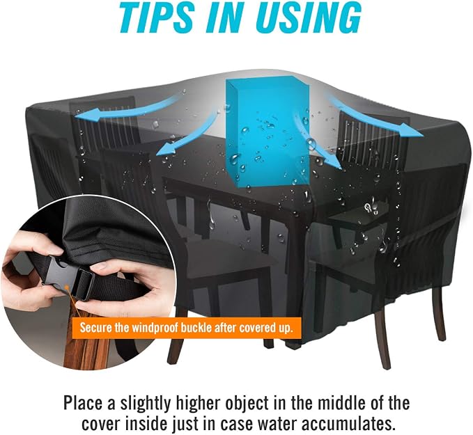 Velway Patio Furniture Cover Outdoor, Waterproof Rectangular Patio Table Chair - Image 5