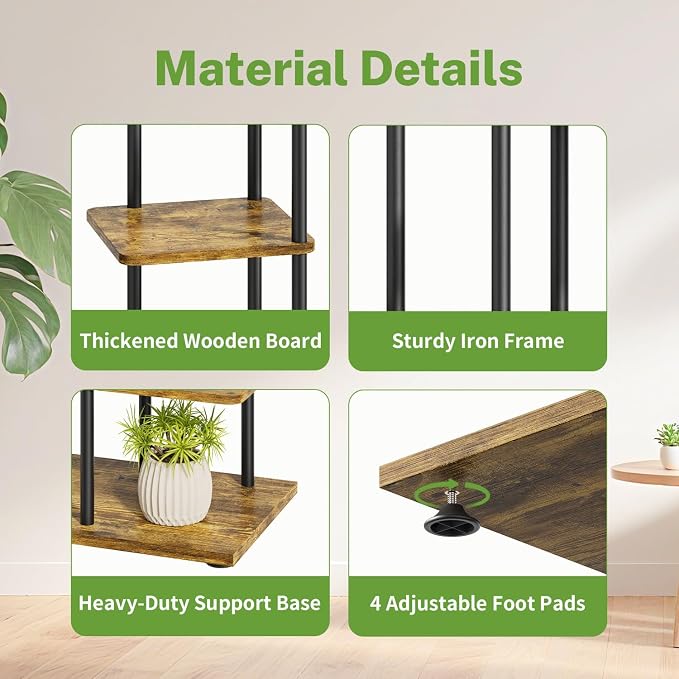 iDavosic.ly 5 Tier Plant Stand Indoor, Tiered Corner Metal Wood Multiple Flower - Image 3