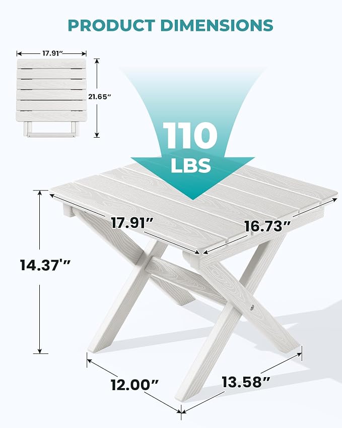 SERWALL Folding Outdoor Side Table Set of 6, Adirondack End Table - Image 3