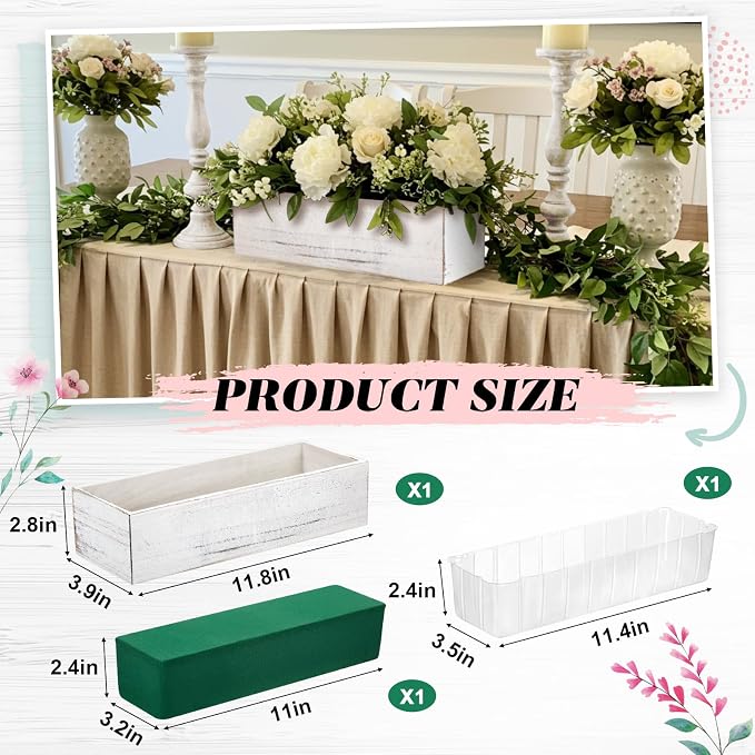 Dandat 1 Set Wood Boxes for Centerpieces 12x4 Inch Rectangle Wooden Planter Box - Image 2