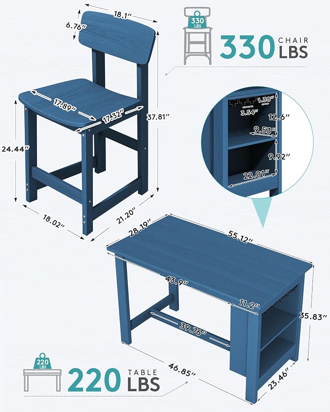 SERWALL 10-Piece HDPE Counter Height Dining Table Sets - Image 2