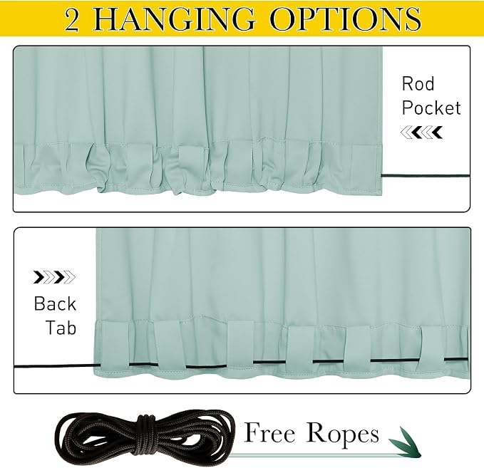 NICETOWN 2 Panels Waterproof Outdoor Curtains Fixed Grommet & Back Tab on Top & - Image 2