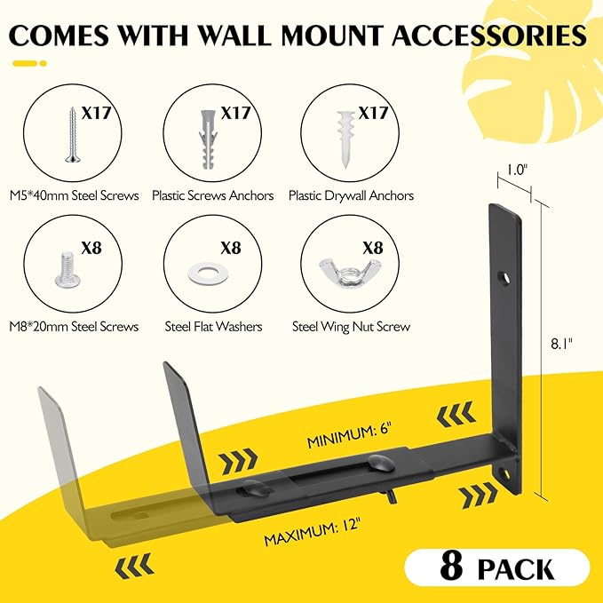 LukLoy Window Planter Box Brackets, 8 Pack Adjustable Heavy Duty Wall Mount - Image 3
