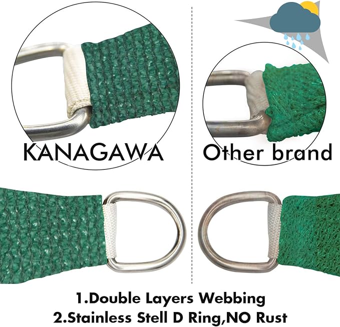 KANAGAWA 18'X22' Dark Green Custom Size Sun Shade Sail Rectangle UV Block - Image 5