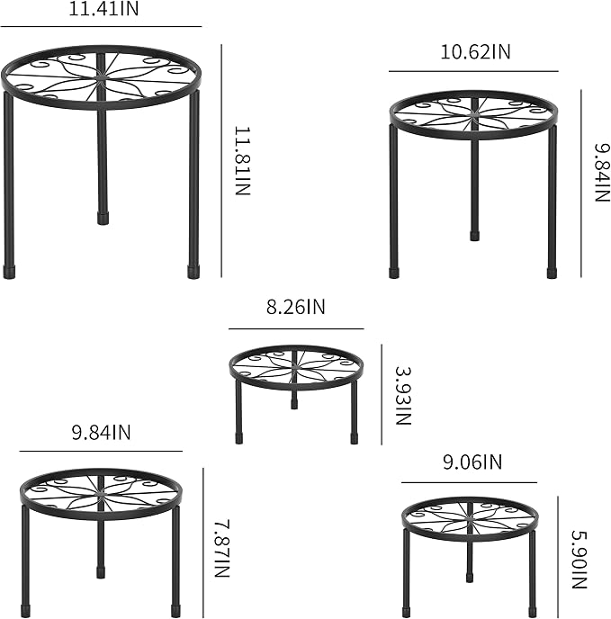 5-Pack Decent Metal Plant Stands, Heavy Duty Flower Pot Stands - Image 7