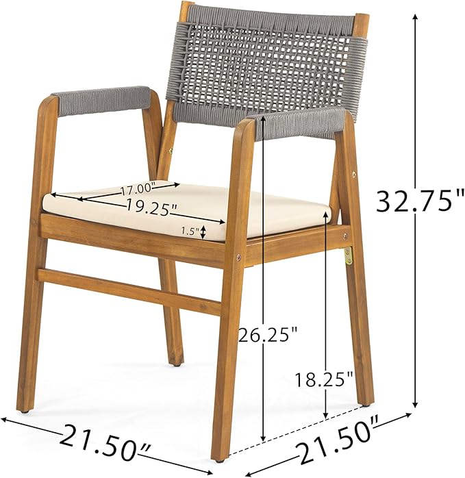 Christopher Knight Home Zed 3 Pieces Outdoor Dining Set, Acacia Wood Dining - Image 5