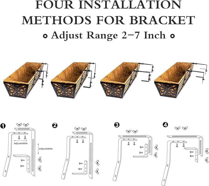 6 Pack 24 Inch Window Boxes Planters Railing Planter Box - Image 3
