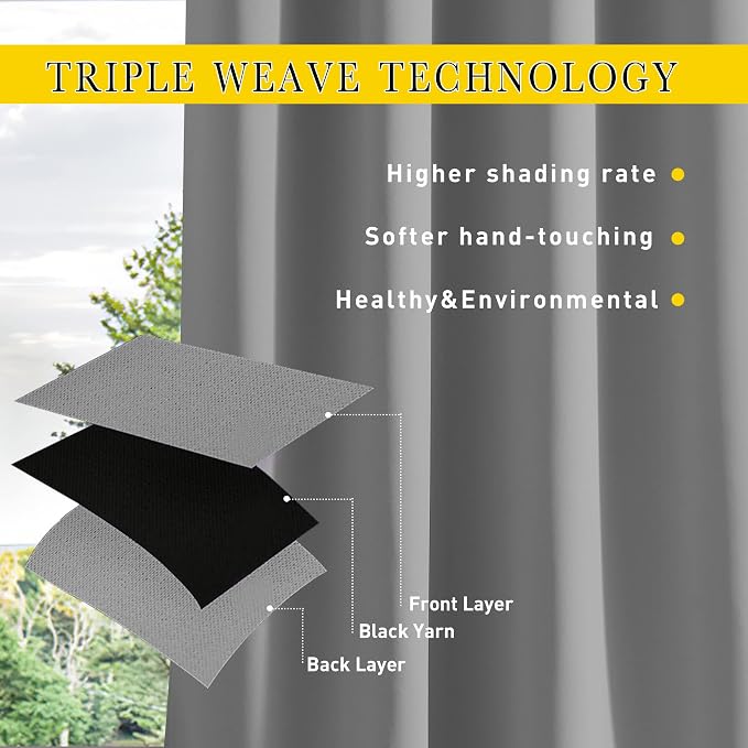 NICETOWN Outdoor Curtains for Patio Waterproof 2 Panels, W100 x L84 Windproof - Image 6