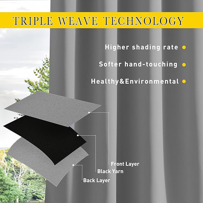 NICETOWN 2 Panels Weighted Outdoor Curtains - Image 4