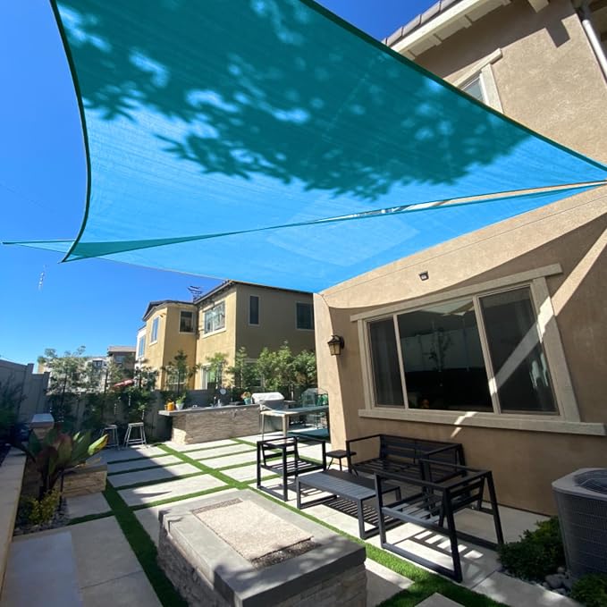 SUNLAX Sun Shade Sail 7' x 13' x 14.8' Turquoise Blue Rectangle Canopy Sail by SUNLAX