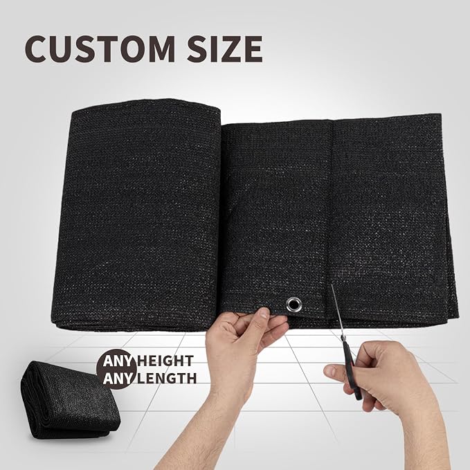 LOVE STORY Custom Size 3'x26' Black Balcony Privacy Screen, UV Block Privacy - Image 2