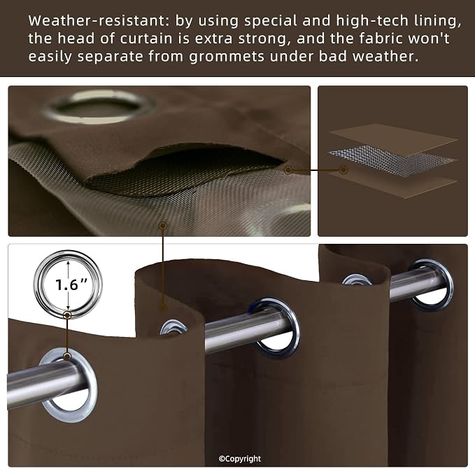 Outdoor Patio Curtain Waterproof Darkening Thermal Insulated Indoor Curtains - Image 3