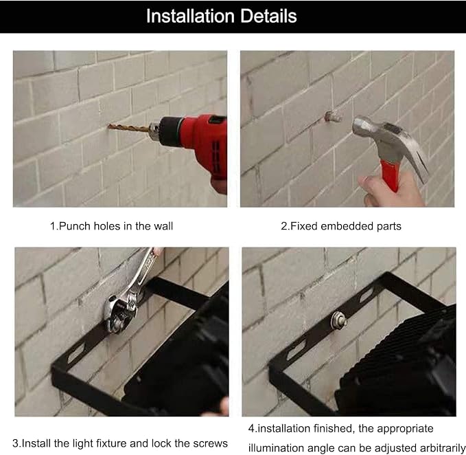 4Pack LED Flood Light Outdoor, 150W LED Work Light 15500lm - Image 6