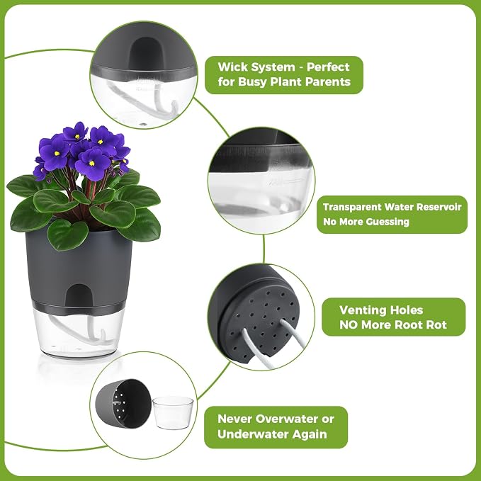 Planterhoma 6 Pack Self Watering Pots - Image 5