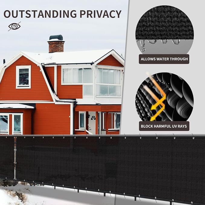 LOVE STORY Custom Size 2'6''x33' Black Balcony Privacy Screen, UV Block Privacy - Image 4