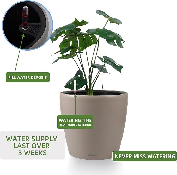 Dexceder 9x8 Inches Self Watering Planter Indoor Outdoor, Inner Pot Design - Image 5