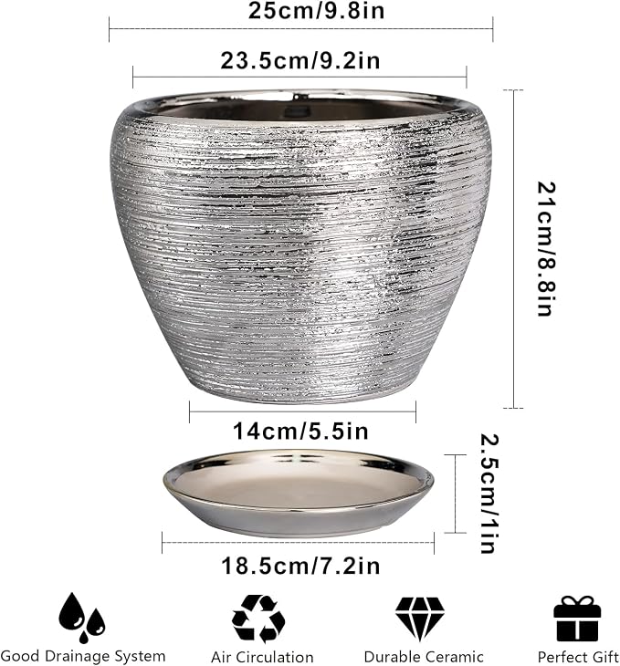 Flower Pot - 10 Inch Planter - Indoor/Outdoor Decorative Mid-Century Planter - - Image 3
