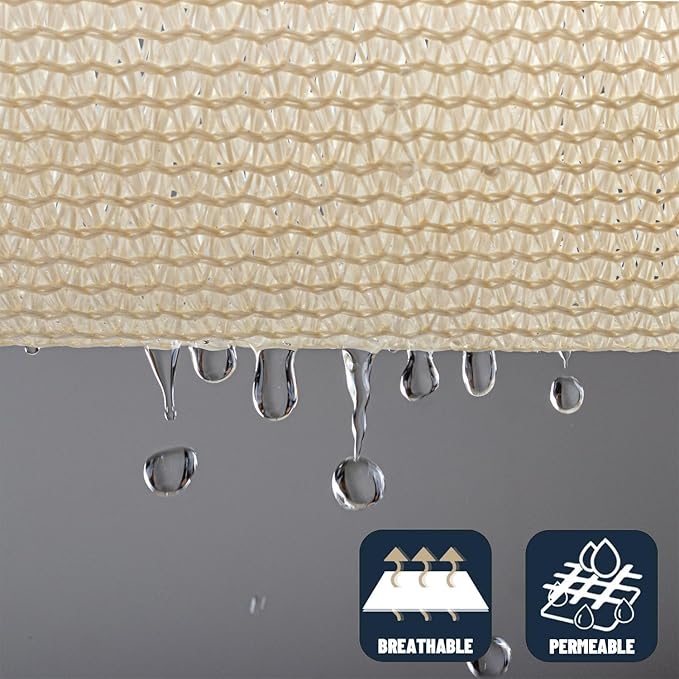 SUNNY GUARD Sun Shade Sail 10' x 16' Rectangle Butter Cream UV Block Sunshade - Image 5