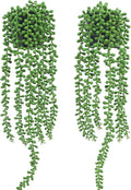 Floweroyal 2pcs Fake Hanging Plants Fake Potted String of Pearls Succulent by FloweroyalCrafts