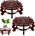 Geetery 2 Pcs 4 to 12 in Wooden Plant Stands Indoor Chinese Oriental Plant Stand by Geetery