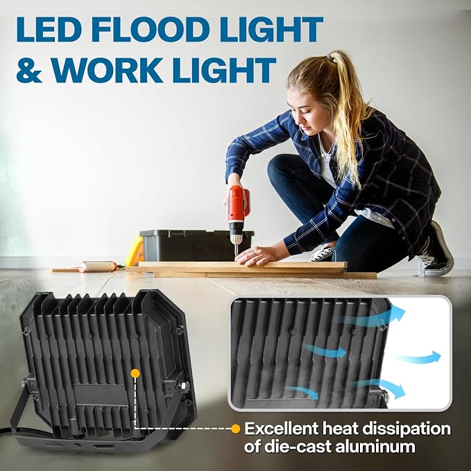 2 Pack LED Flood Lights Outdoor, 200W 20000LM Super Bright Floodlight Outside - Image 6