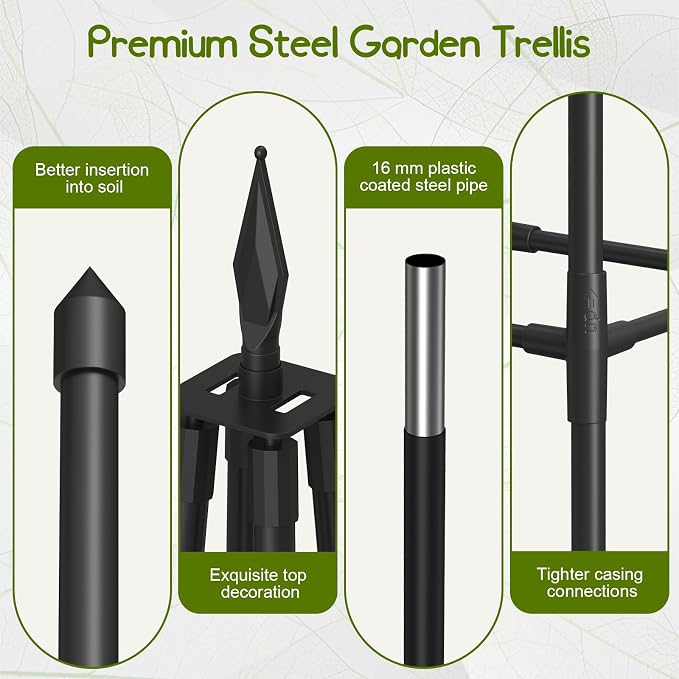 Obelisk Trellis for Climbing Plants Outdoor, 5.2 Ft Garden Trellis for Potted - Image 3