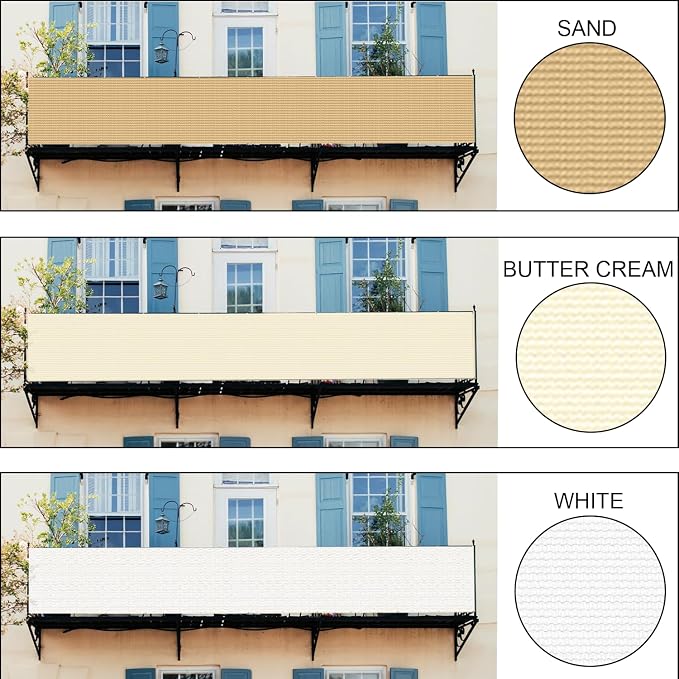 LOVE STORY Custom Size 3'x9' Butter Cream Balcony Privacy Screen, UV Block - Image 3