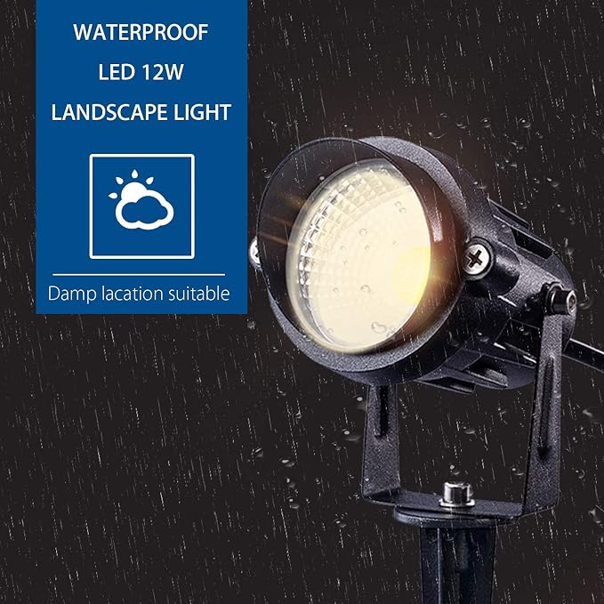SUNVIE 12W LED Landscape Lights Low Voltage Waterproof Garden Pathway Lights - Image 4